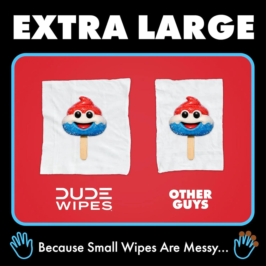 DUDE Wipes Poopsicle Flushable Wipes - Ice Pop Scented Extra-Large Adult Wet Wipes - 6 Pack (288 Count) - Infused with Vitamin E and Aloe - Septic and Sewer Safe