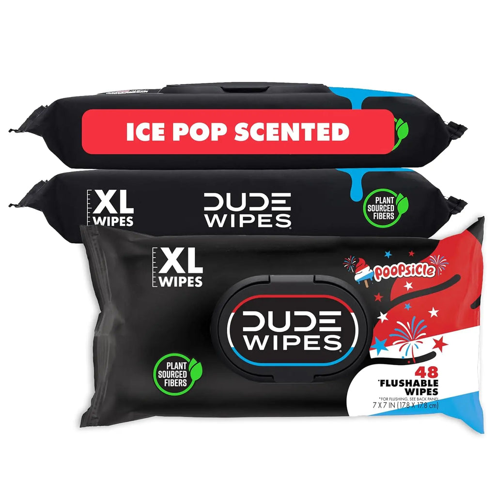 DUDE Wipes Poopsicle Flushable Wipes - Ice Pop Scented Extra-Large Adult Wet Wipes - 6 Pack (288 Count) - Infused with Vitamin E and Aloe - Septic and Sewer Safe