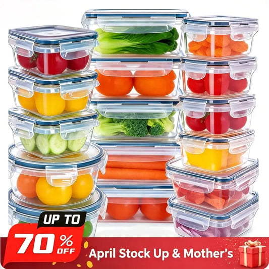 24 PCS Food Storage Containers with Lids, Plastic Meal Prep Containers, Airtight Leakproof Snap Lock, Stackable Kitchen Storage Set for Fridge, Freezer & Microwave, Mothersdaygift