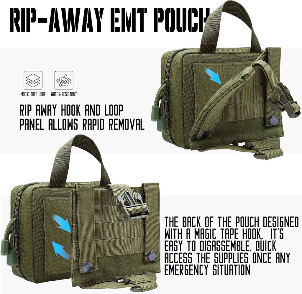 Upgrade Molle Rip Away Ifak Pouch, Tactical Small Belt First Aid Pouch Medical Utility EMT Pouch Only