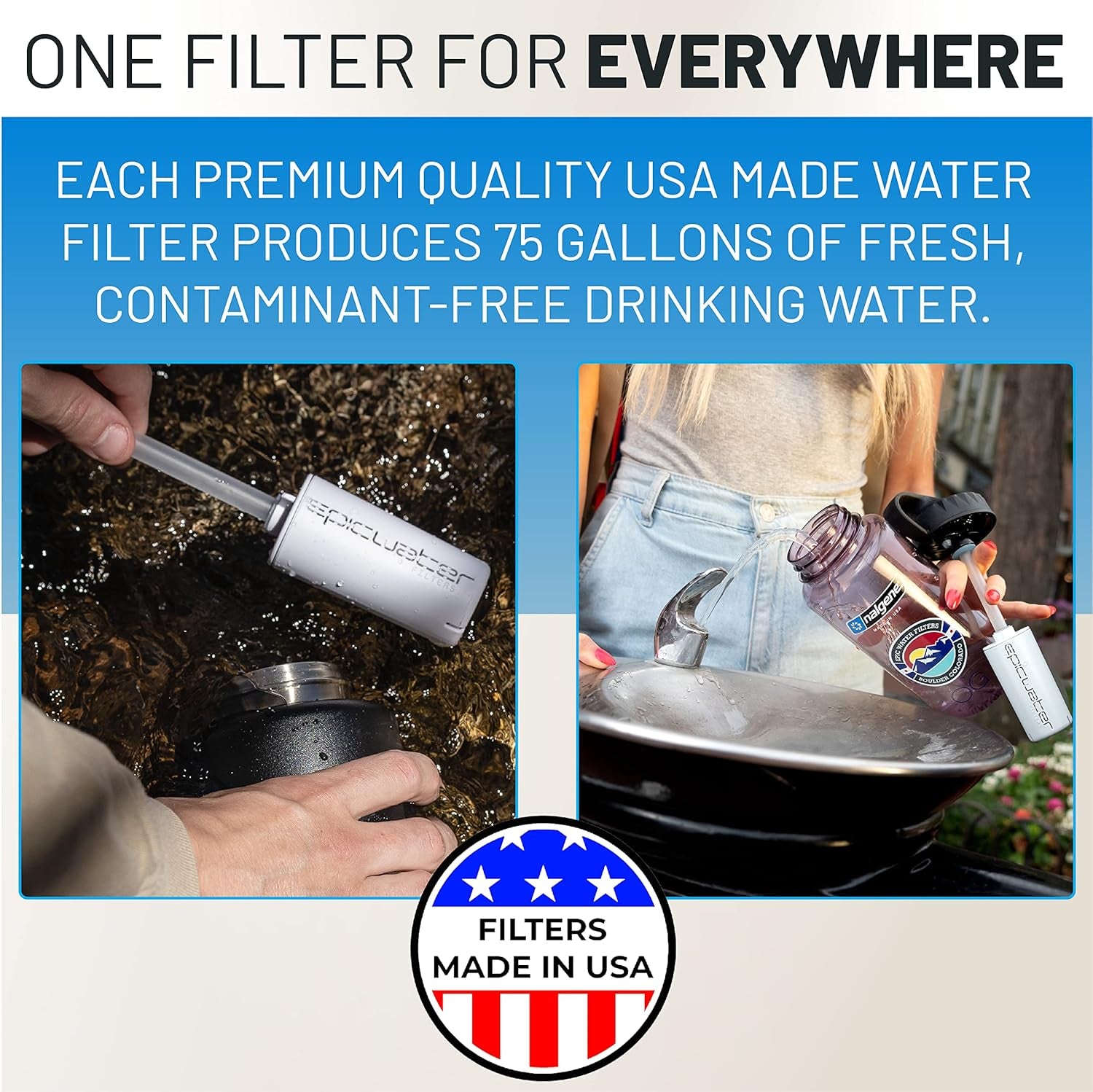 Nalgene OG Water Bottle with Filter, USA Made, BPA Free, Removes 99.99% Tap Water Contaminants, Forever Chemicals, Access Fund 23 Art, 32 Oz