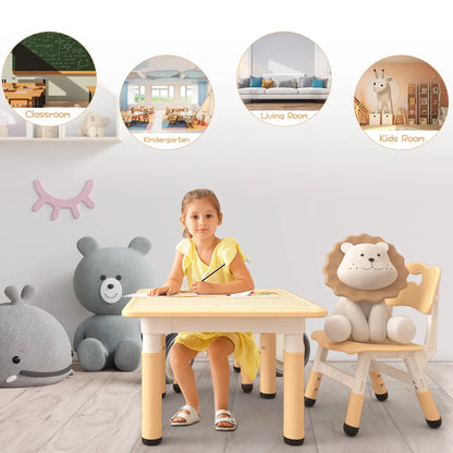 Height-Adjustable Kids Table with 2 Chairs – Easy-Clean & Non-Slip – Graffiti Tabletop, Durable Multi-Purpose Set – Ideal for Bedrooms, Classrooms & Playrooms – for Children Ages 2-10