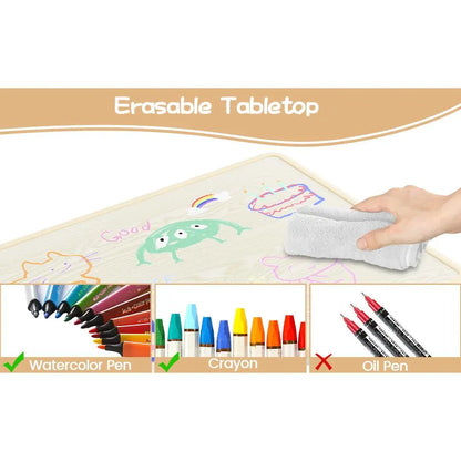 Height-Adjustable Kids Table with 2 Chairs – Easy-Clean & Non-Slip – Graffiti Tabletop, Durable Multi-Purpose Set – Ideal for Bedrooms, Classrooms & Playrooms – for Children Ages 2-10