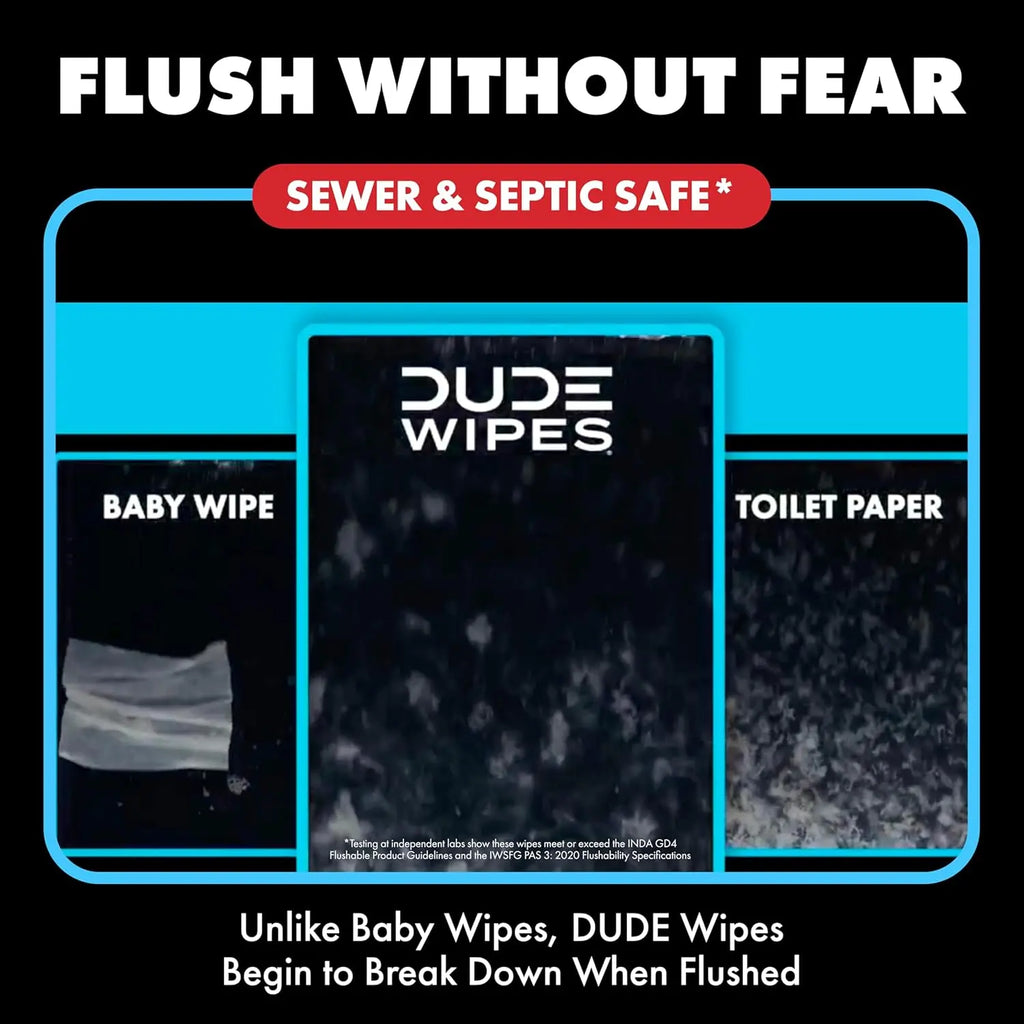 DUDE Wipes Poopsicle Flushable Wipes - Ice Pop Scented Extra-Large Adult Wet Wipes - 6 Pack (288 Count) - Infused with Vitamin E and Aloe - Septic and Sewer Safe