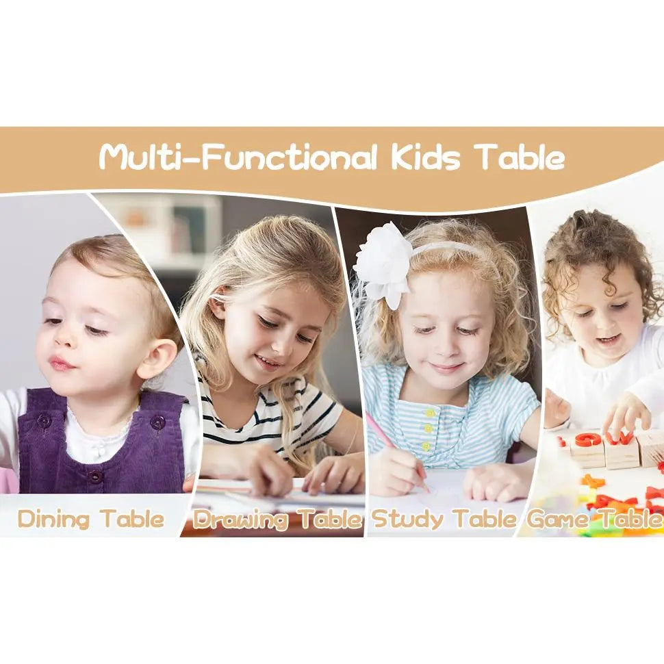 Height-Adjustable Kids Table with 2 Chairs – Easy-Clean & Non-Slip – Graffiti Tabletop, Durable Multi-Purpose Set – Ideal for Bedrooms, Classrooms & Playrooms – for Children Ages 2-10