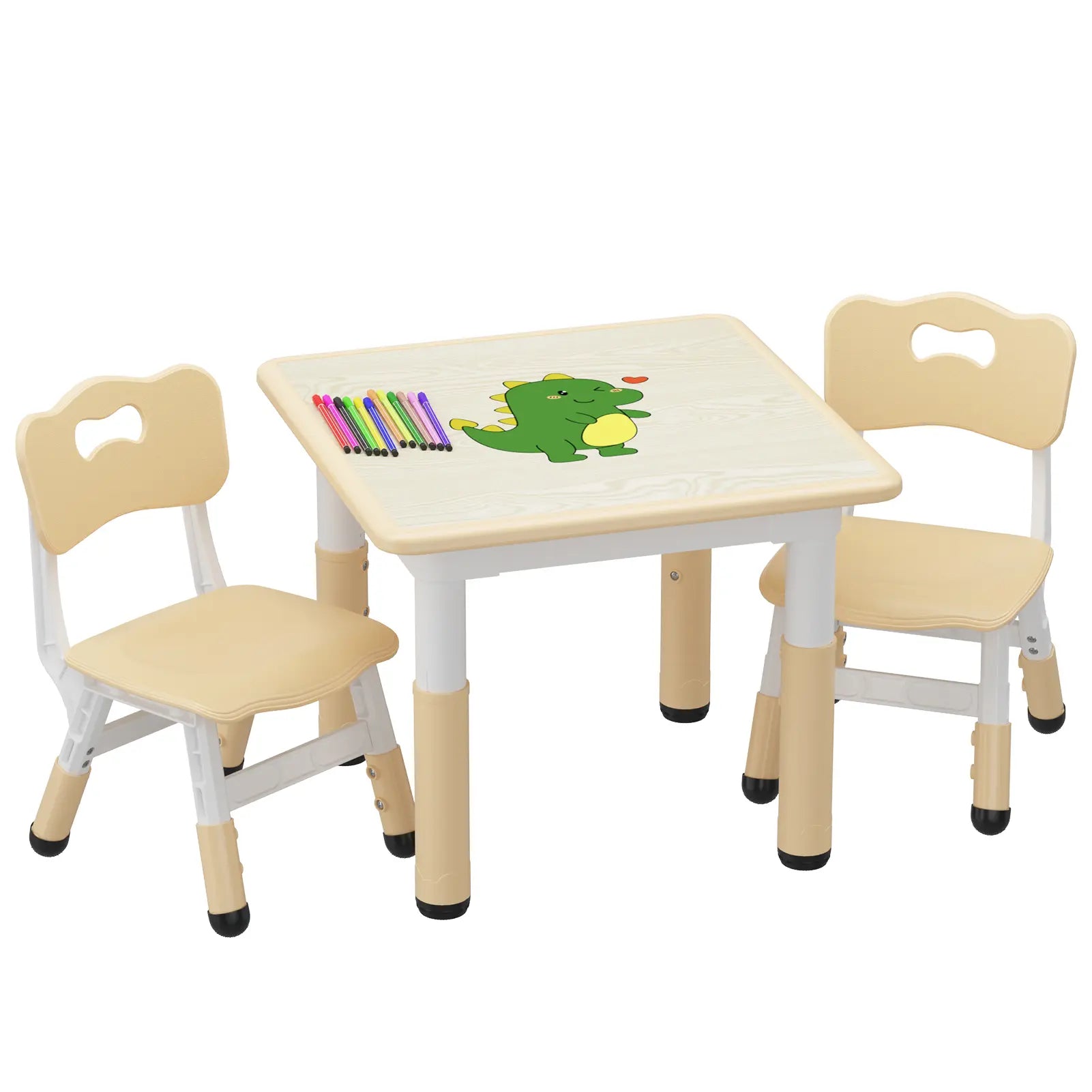 Height-Adjustable Kids Table with 2 Chairs – Easy-Clean & Non-Slip – Graffiti Tabletop, Durable Multi-Purpose Set – Ideal for Bedrooms, Classrooms & Playrooms – for Children Ages 2-10